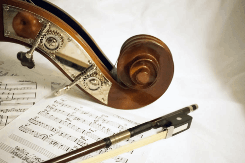 Music notes and violin