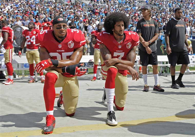 Kaepernick protests and takes the knee