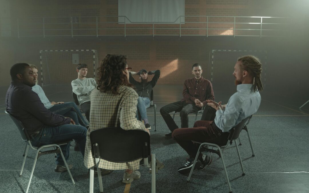 People sitting in a support group indoors