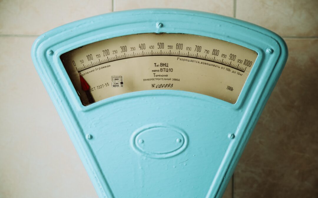 A blue weight scale