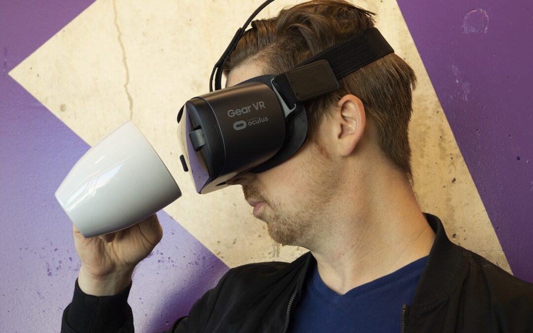 Virtual Reality Man with cup