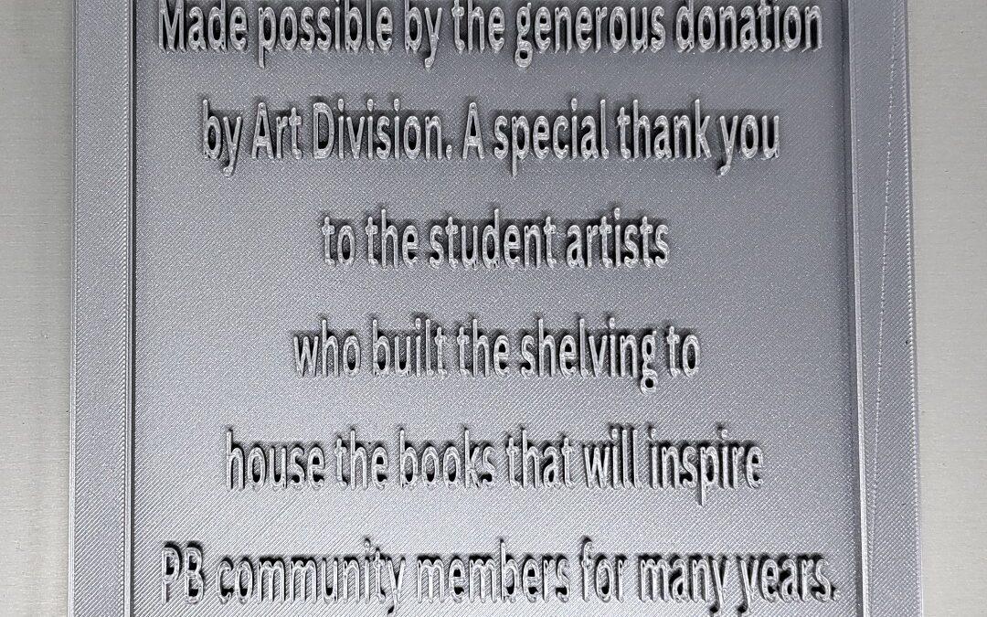 We've created a plaque in their honor to commemorate the Art Division's donation to the Painted Brain.
