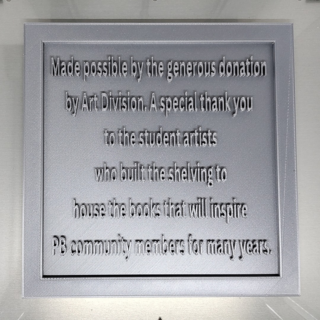 We've created a plaque in their honor to commemorate the Art Division's donation to the Painted Brain.