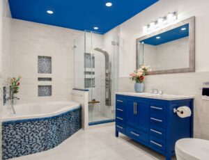 White and Blue Bathroom