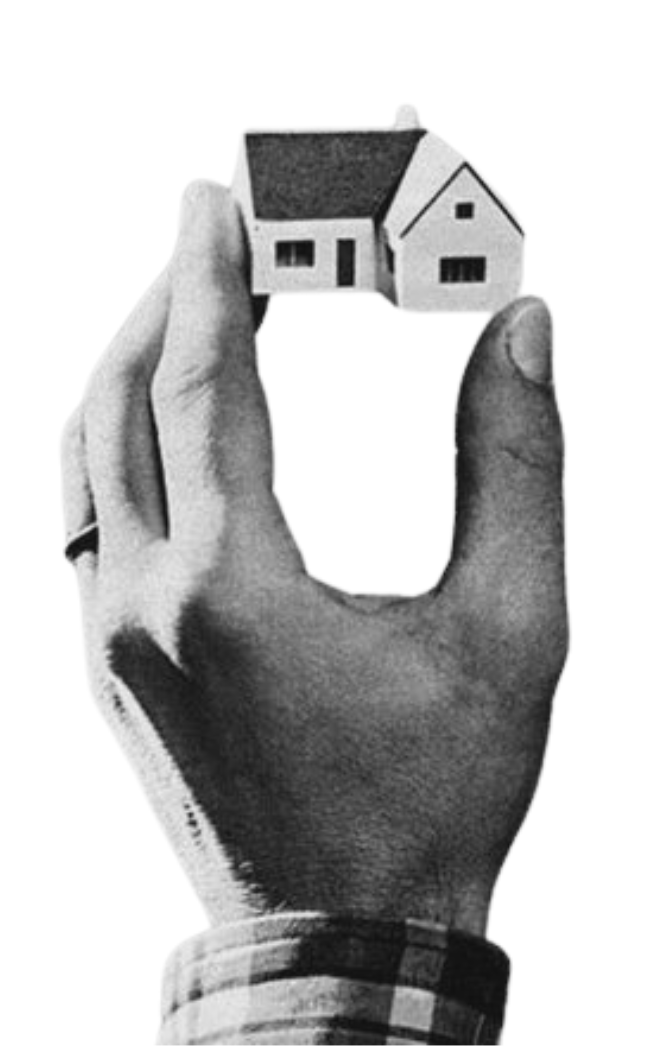 Community Center Art Haus hand holding up a miniature house