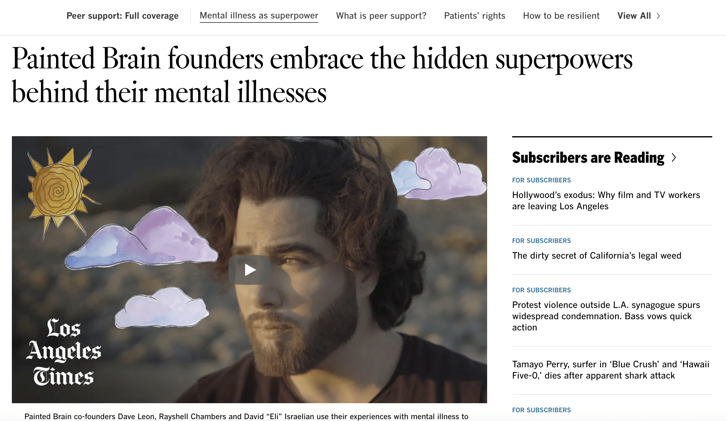LA Times Article featuring Painted Brain cofounder David Israelian